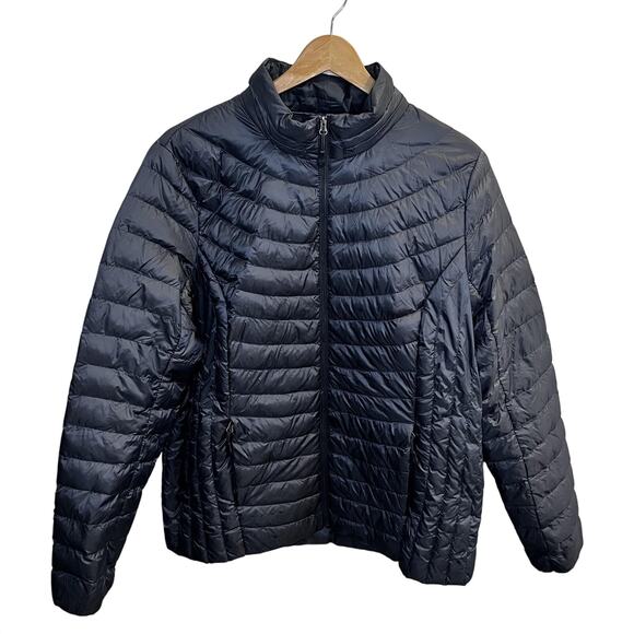 Heatkeep Jacket Mens Large Blue Down Puffer Lightweight Quilted Warm Winter Zip - Picture 1 of 9